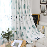 Max 1Pcs Nordic Style Christmas Tree Elk Curtain Blackout  Cloth Perforated