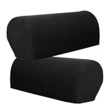 1 Pair Flannel Checked Furniture Sofa Armrest Covers Protectors Black