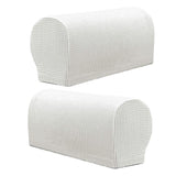 1 Pair Flannel Checked Furniture Sofa Armrest Covers Protectors White