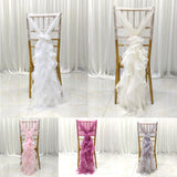 Chiffon Hoods With Ruffles Decor Chair Cover for Wedding Special Events White