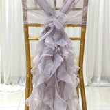 Max Chiffon Hoods With Ruffles Decor Chair Cover for Wedding Special Events Gray - Aladdin Shoppers