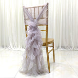 Max Chiffon Hoods With Ruffles Decor Chair Cover for Wedding Special Events Gray - Aladdin Shoppers