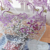 Max Offset Printed Voile Slot Top Panel Tulle Window Blinds Purple-100x200cm