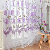 Max Offset Printed Voile Slot Top Panel Tulle Window Blinds Purple-100x200cm
