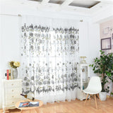 Max Offset Printed Voile Slot Top Panel Tulle Window Blinds Gray-100x200cm
