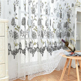 Max Offset Printed Voile Slot Top Panel Tulle Window Blinds Gray-100x200cm