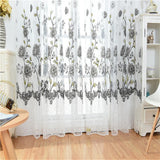 Max Offset Printed Voile Slot Top Panel Tulle Window Blinds Gray-100x200cm