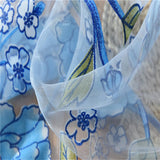 Max Offset Printed Voile Slot Top Panel Tulle Window Blinds Blue-100x270cm