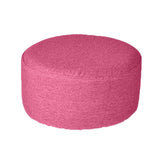 Round Linen Fabric Footstool Cover Wooden Stool Slipcover Red 28x13cm