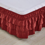 Max Solid Color Tri-layer Ruffle Elastic Band Bed Skirt Wine Red-100x200cm(Twin) - Aladdin Shoppers