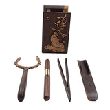 Chinese Tea Ceremony Utensil Set Tool Accessories Natural Ebony Wood Style_2