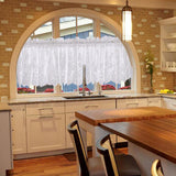 Max Embroidered Lace Window Voile Sheer Curtain Valance Tiers White 137x61cm - Aladdin Shoppers