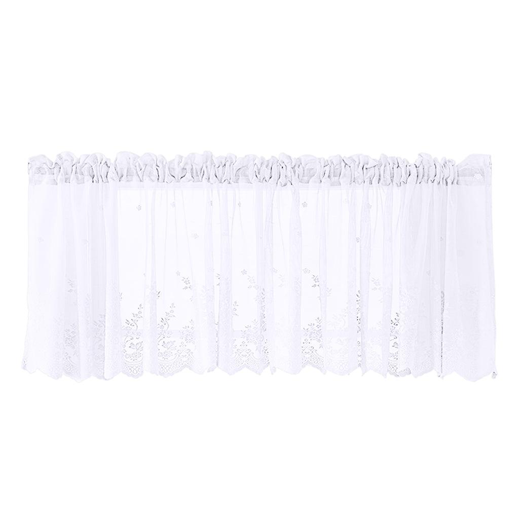 Max Embroidered Lace Window Voile Sheer Curtain Valance Tiers White 137x61cm