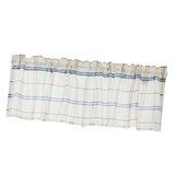Max Rod Pocket Checked Linen Window Voile Curtain Valance Tier Blue 137x91.5cm - Aladdin Shoppers
