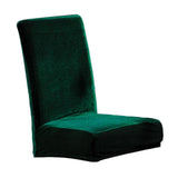 Artificial Fox Pile Stretch Dining Chair Cover Seat Slipcover Dark Green