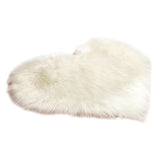 Max Heart Shape Shaggy Faux Sheepskin Area Rug Floor Carpet Mat White