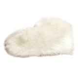 Max Heart Shape Shaggy Faux Sheepskin Area Rug Floor Carpet Mat White