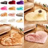 Max Heart Shape Shaggy Faux Sheepskin Area Rug Floor Carpet Mat White