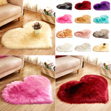 Max Heart Shape Shaggy Faux Sheepskin Area Rug Floor Carpet Mat White