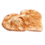 Max Heart Shape Shaggy Faux Sheepskin Area Rug Floor Carpet Mat White Yellow