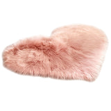 Max Heart Shape Shaggy Faux Sheepskin Area Rug Floor Carpet Mat Pink
