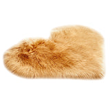 Max Heart Shape Shaggy Faux Sheepskin Area Rug Floor Carpet Mat Khaki