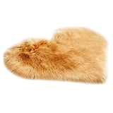 Max Heart Shape Shaggy Faux Sheepskin Area Rug Floor Carpet Mat Khaki