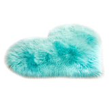Max Heart Shape Shaggy Faux Sheepskin Area Rug Floor Carpet Mat Light Blue