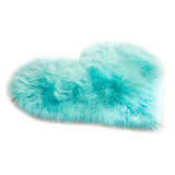 Max Heart Shape Shaggy Faux Sheepskin Area Rug Floor Carpet Mat Light Blue