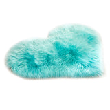 Max Heart Shape Shaggy Faux Sheepskin Area Rug Floor Carpet Mat Light Blue