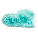 Max Heart Shape Shaggy Faux Sheepskin Area Rug Floor Carpet Mat Light Blue