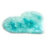 Max Heart Shape Shaggy Faux Sheepskin Area Rug Floor Carpet Mat Light Blue