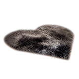 Max Heart Shape Shaggy Faux Sheepskin Area Rug Floor Carpet Mat Deep Grey