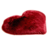 Max Heart Shape Shaggy Faux Sheepskin Area Rug Floor Carpet Mat Wine Red