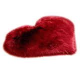 Max Heart Shape Shaggy Faux Sheepskin Area Rug Floor Carpet Mat Wine Red