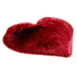 Max Heart Shape Shaggy Faux Sheepskin Area Rug Floor Carpet Mat Wine Red
