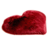Max Heart Shape Shaggy Faux Sheepskin Area Rug Floor Carpet Mat Wine Red