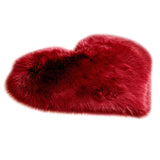 Max Heart Shape Shaggy Faux Sheepskin Area Rug Floor Carpet Mat Wine Red