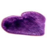 Max Heart Shape Shaggy Faux Sheepskin Area Rug Floor Carpet Mat Purple