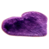 Max Heart Shape Shaggy Faux Sheepskin Area Rug Floor Carpet Mat Purple