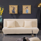 Non-Slip Armless Sofa Cover Full Folding Sofa Bed Slipcover Beige L