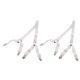 2 Piece Adjustable Bed Fitted / Flat Sheet Grippers Straps White