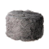 Max Soft Furry Round Footstool Cover Little Stool Chair Deep Grey - 40cm