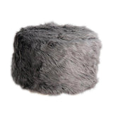 Max Soft Furry Round Footstool Cover Little Stool Chair Deep Grey - 40cm - Aladdin Shoppers