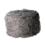 Max Soft Furry Round Footstool Cover Little Stool Chair Deep Grey - 40cm - Aladdin Shoppers