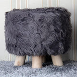 Max Soft Furry Round Footstool Cover Little Stool Chair Deep Grey - 40cm - Aladdin Shoppers