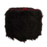 Soft Furry Round Footstool Cover Little Stool Chair Black - 30cm