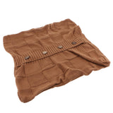 Max 100% Cotton Cable Knit Button Throw Pillow Case 45x45cm Brown