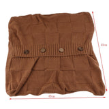 Max 100% Cotton Cable Knit Button Throw Pillow Case 45x45cm Brown