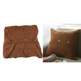 Max 100% Cotton Cable Knit Button Throw Pillow Case 45x45cm Brown